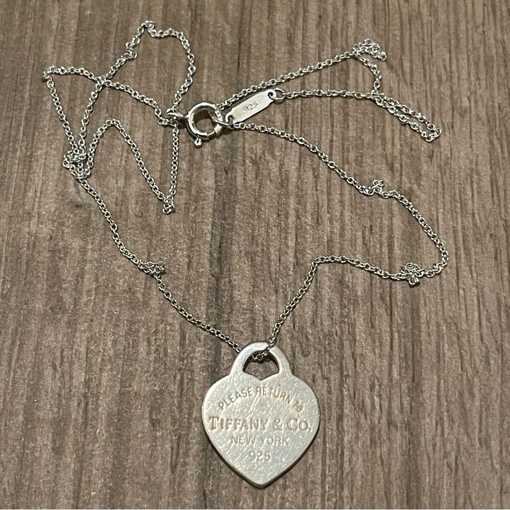 Tiffany & Co Sterling Silver Please Return To New York Heart Tag Necklace 16”